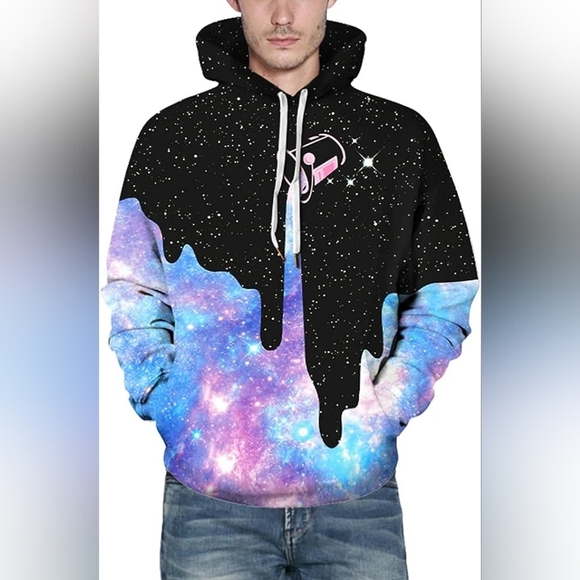 New Men's Graphic Drawstring Hoodie Sweater Multiple Sizes - Picture 5 of 6